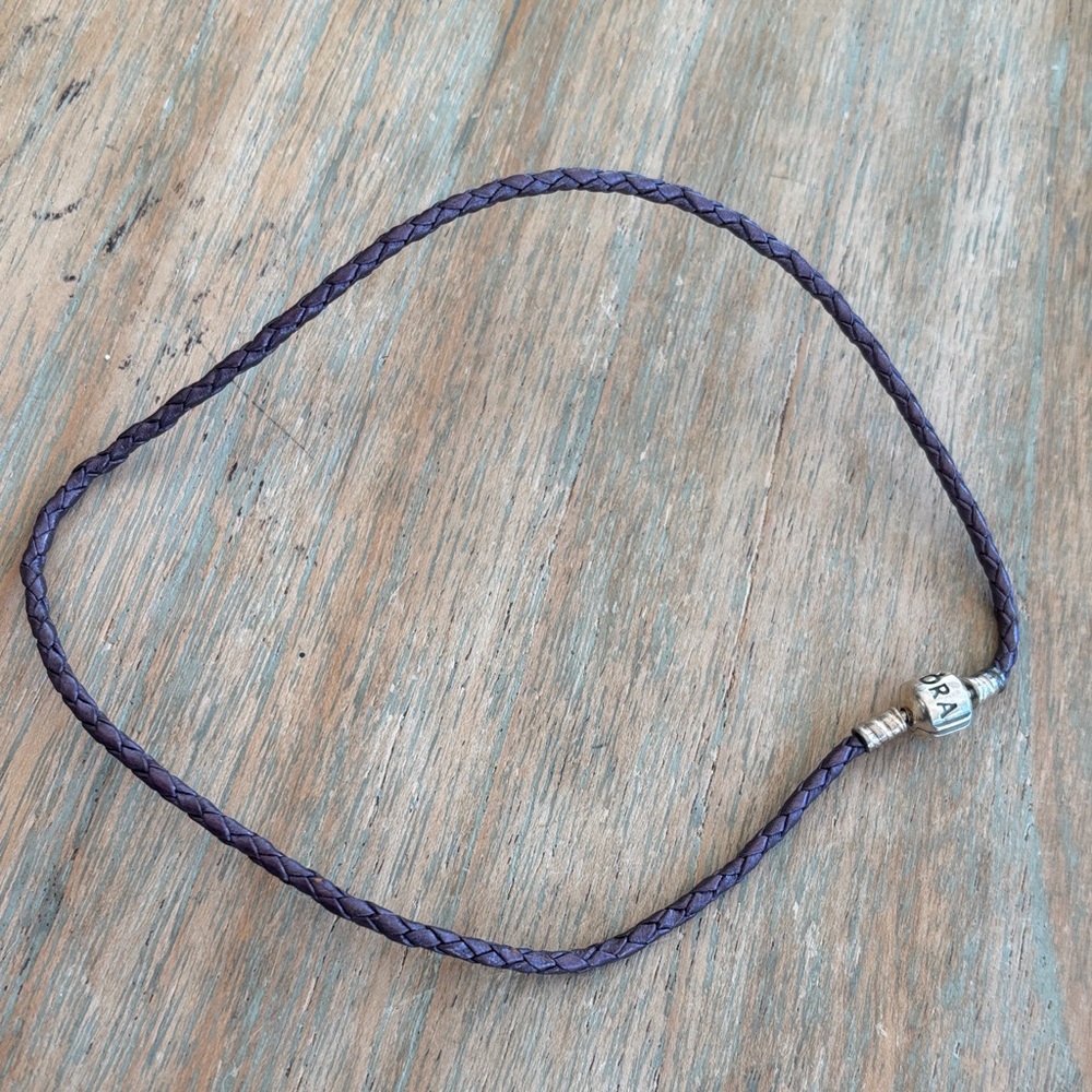 Pandora Purple Braided Leather Bracelet